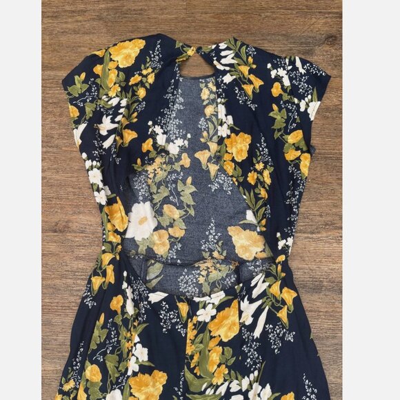 Reformation Navy and Yellow Floral Midi Dress - Picture 4 of 7